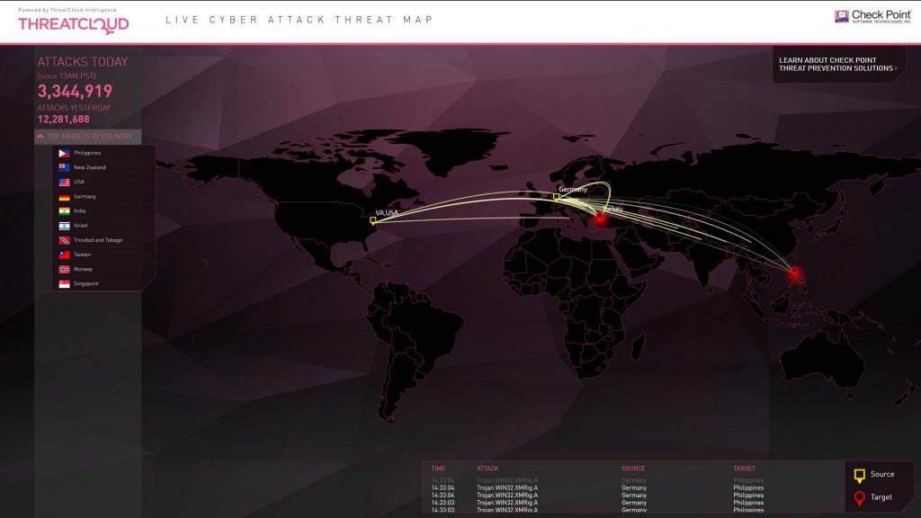 Mappa real-time degli attacchi hacker nel mondo